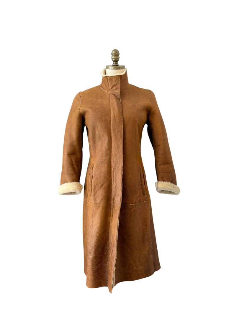 Classic Leather Shearling 3/4 Zip Coat by Burberry London