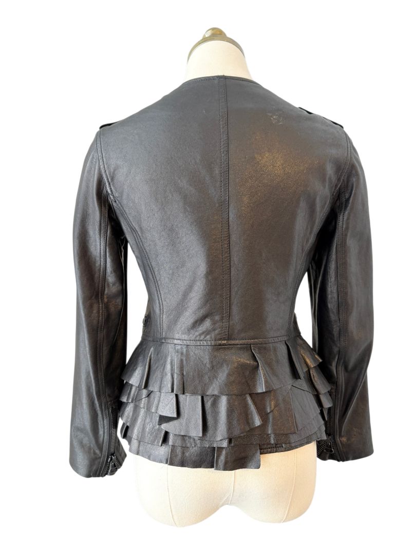 Butter Leather Ruffle-Waist Biker Jacket by 3.1 Phillip Lim