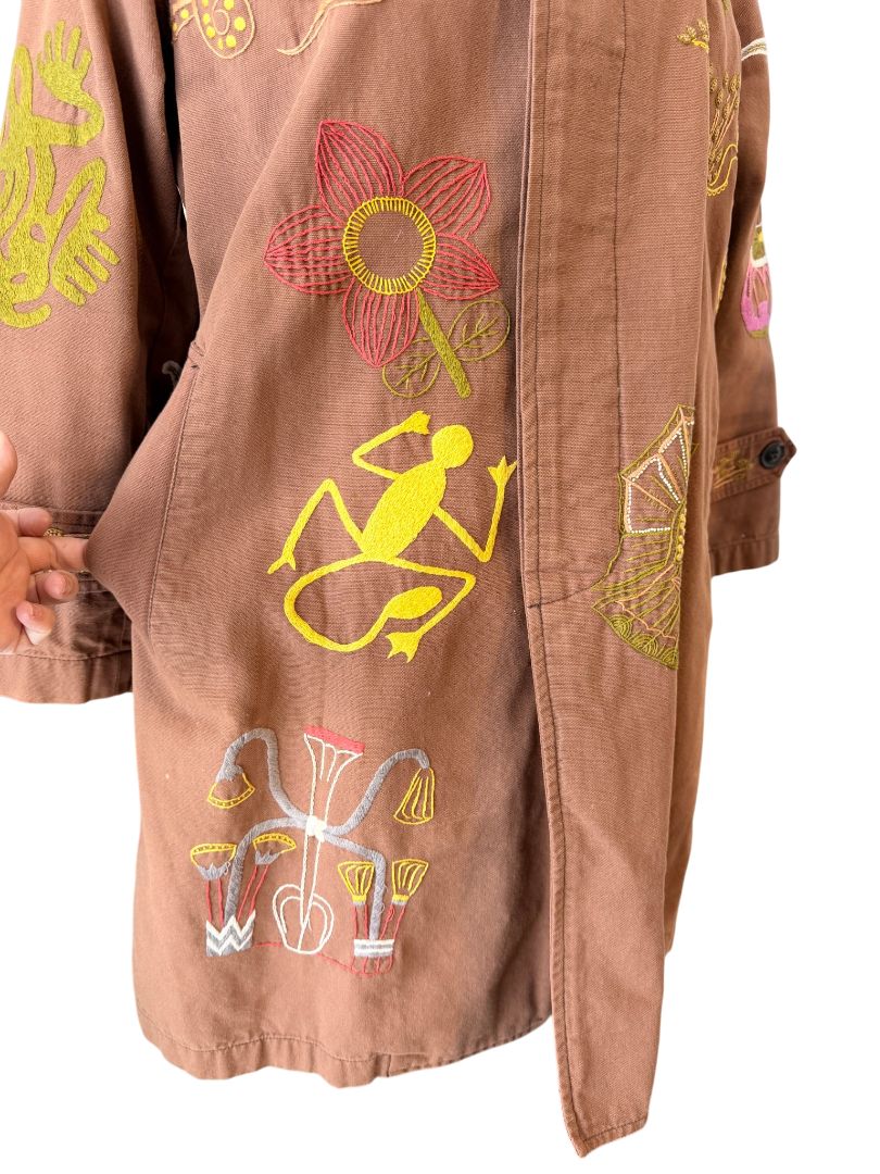 Embroidered Floral Statement Trench Coat by Muriel Brandolini