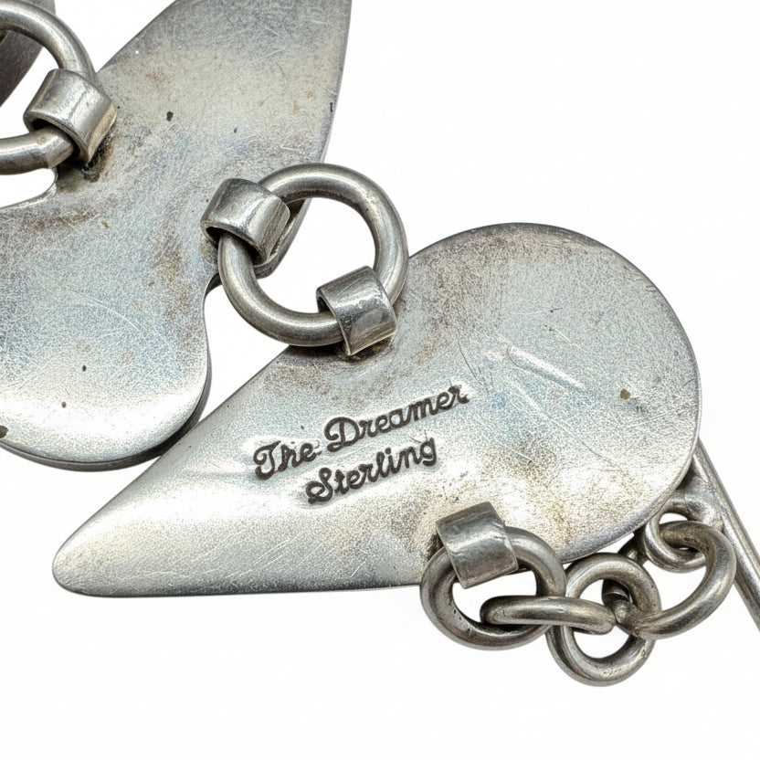 Echo of the Dreamers Multi-Stone Sterling Chain Bracelet with Vivianite, Dendrite, Ammolite, Opal & Tourmalinated Quartz