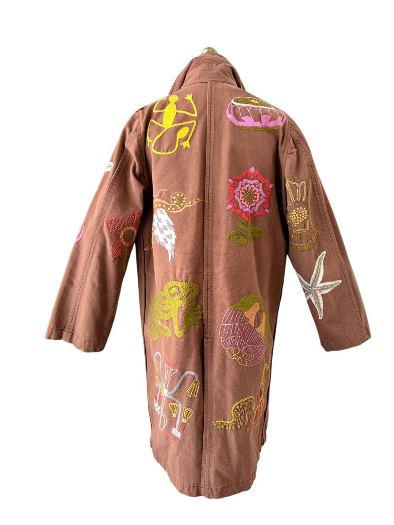Embroidered Floral Statement Trench Coat by Muriel Brandolini