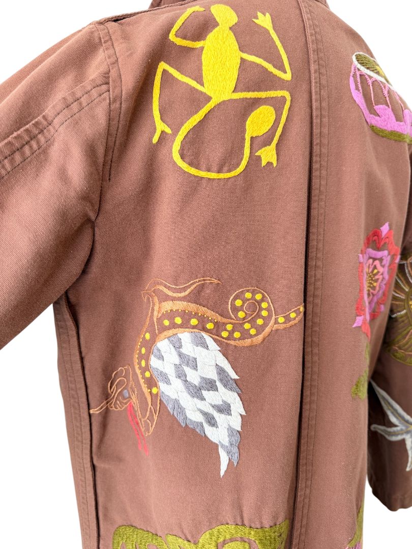 Embroidered Floral Statement Trench Coat by Muriel Brandolini