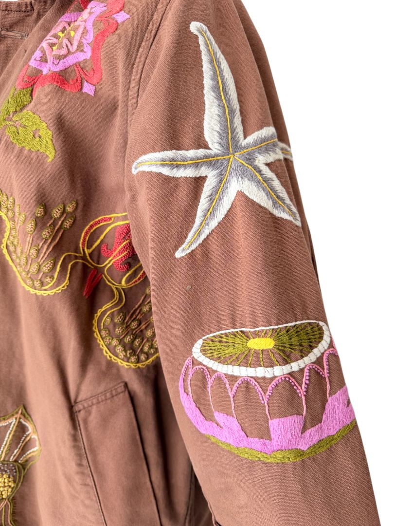 Embroidered Floral Statement Trench Coat by Muriel Brandolini