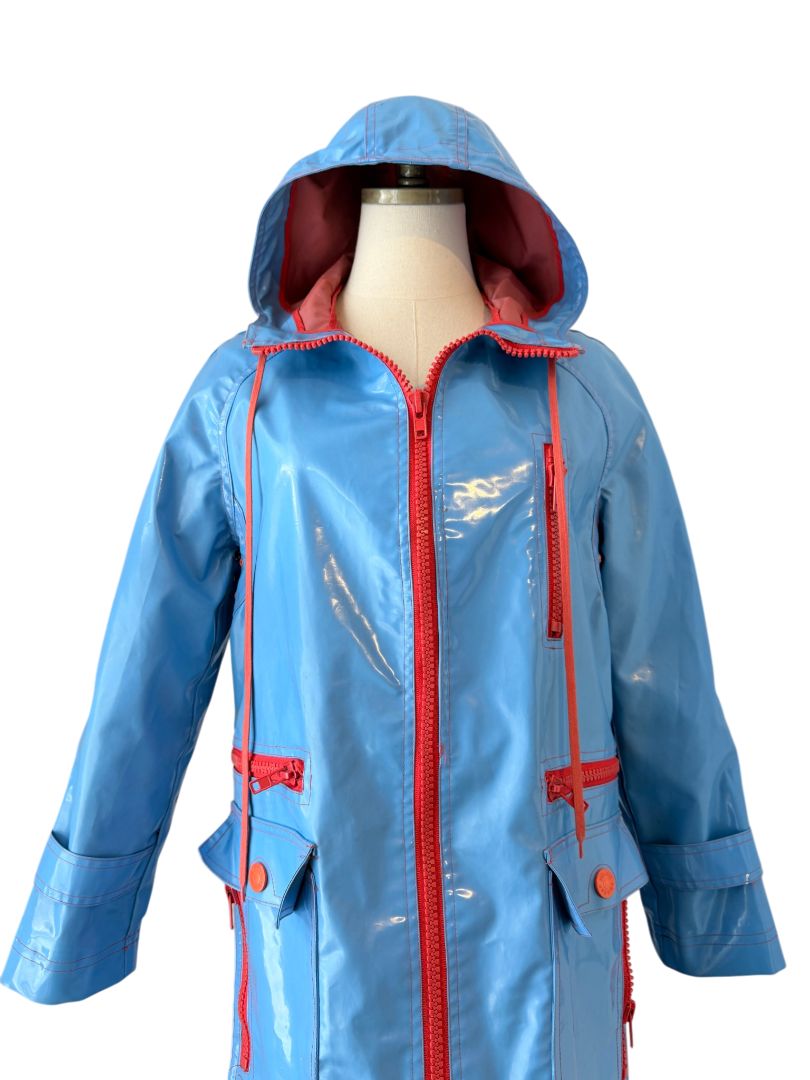 Bold Colorblock Vinyl Hooded Rain Coat by Marc Jacobs