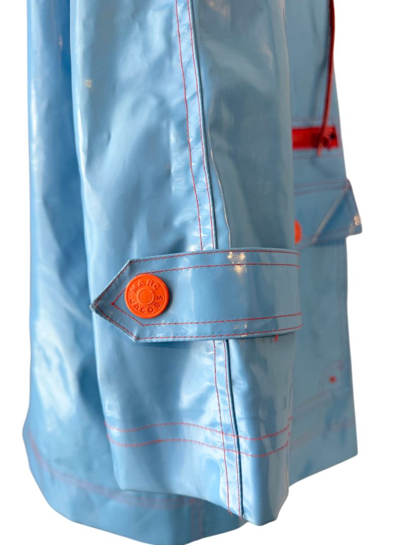 Bold Colorblock Vinyl Hooded Rain Coat by Marc Jacobs