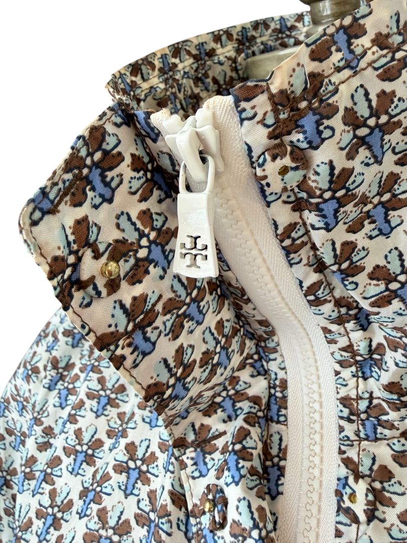 Chic Zip-Front Rain Parka with Smocked Waist by Tory Burch