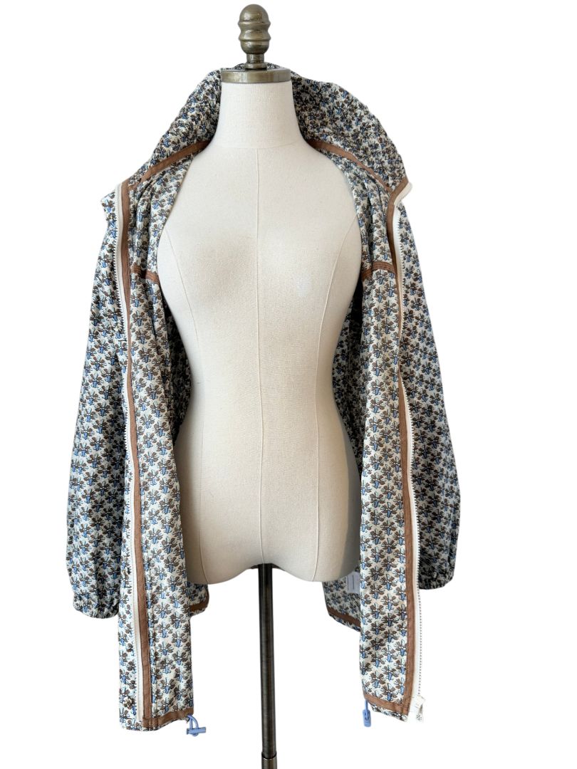 Chic Zip-Front Rain Parka with Smocked Waist by Tory Burch