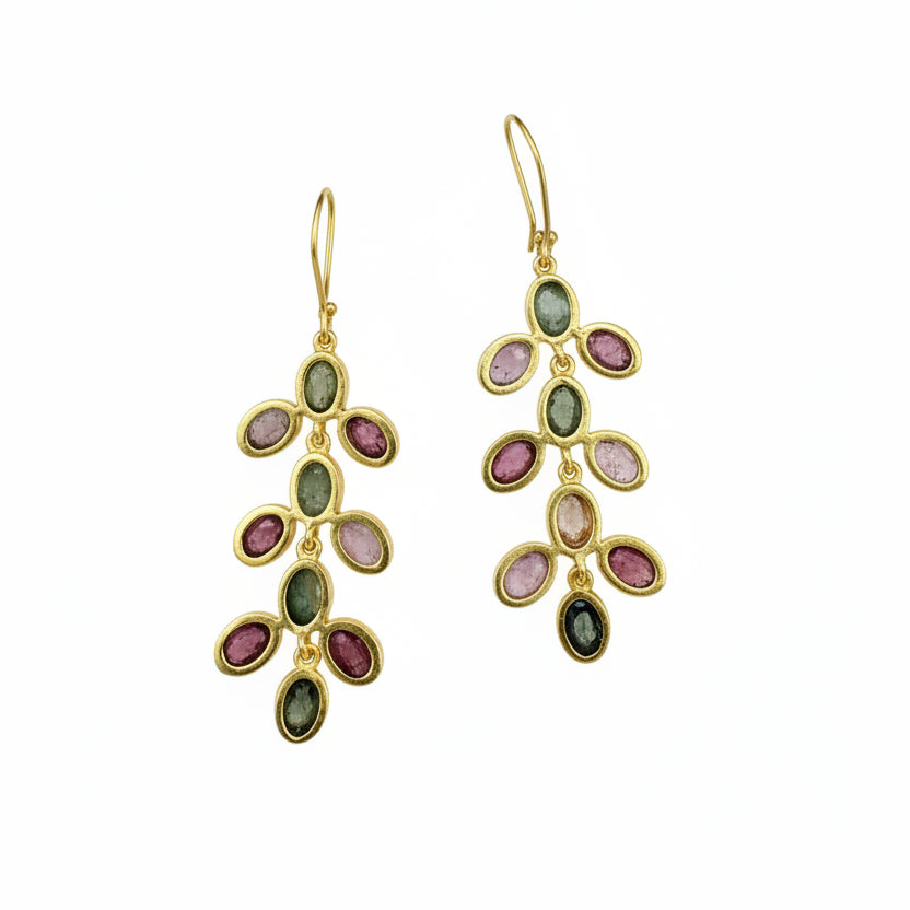 Golden Vine Amethyst Dangle Earrings