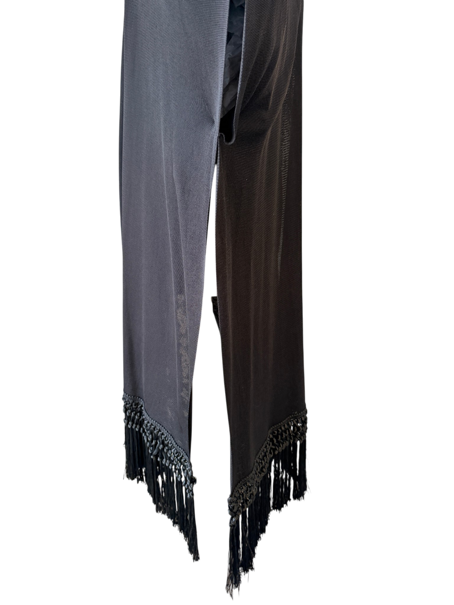 Valentino Black Shawl Top with Fringe Hem