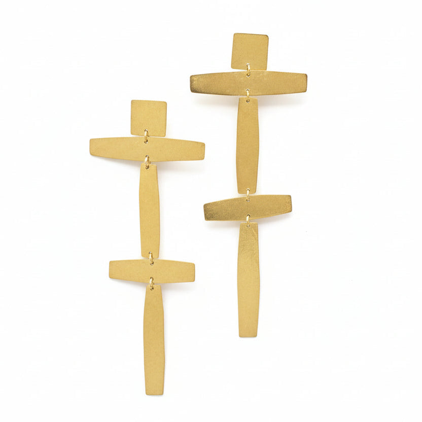 Annie Costello Brown matte gold mobile earrings