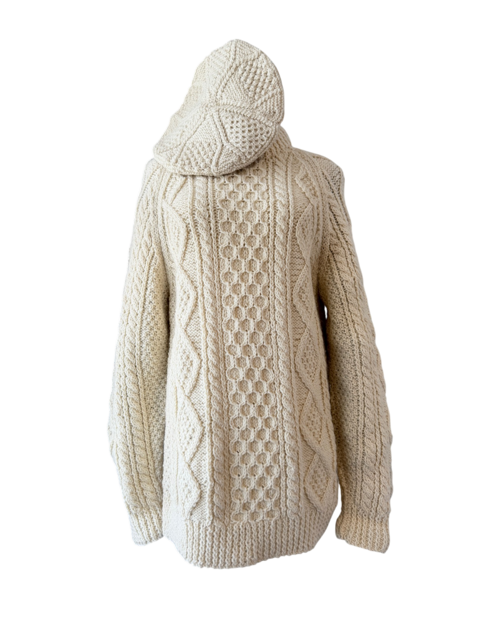 1970s Quill Knit Ivory Aran Sweater &amp; Beret Set (2-Piece)