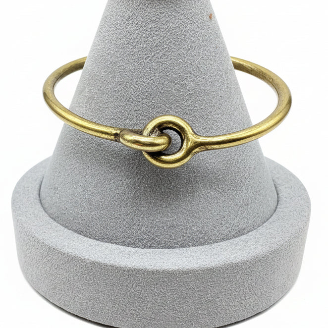 1980s Giles & Brother Brass Interlinked Rings Thin Cuff Bracelet