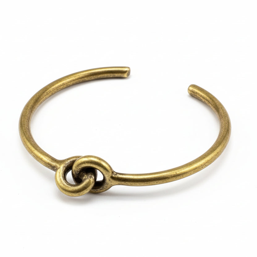 1980s Giles & Brother Brass Interlinked Rings Thin Cuff Bracelet