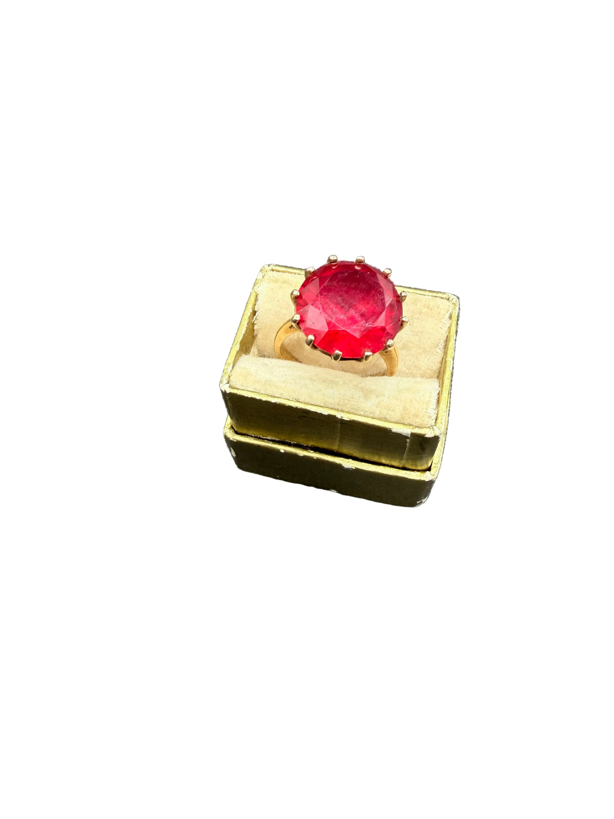 1950s Blu-Bell 10K Gold Crown-Set Ruby Ring