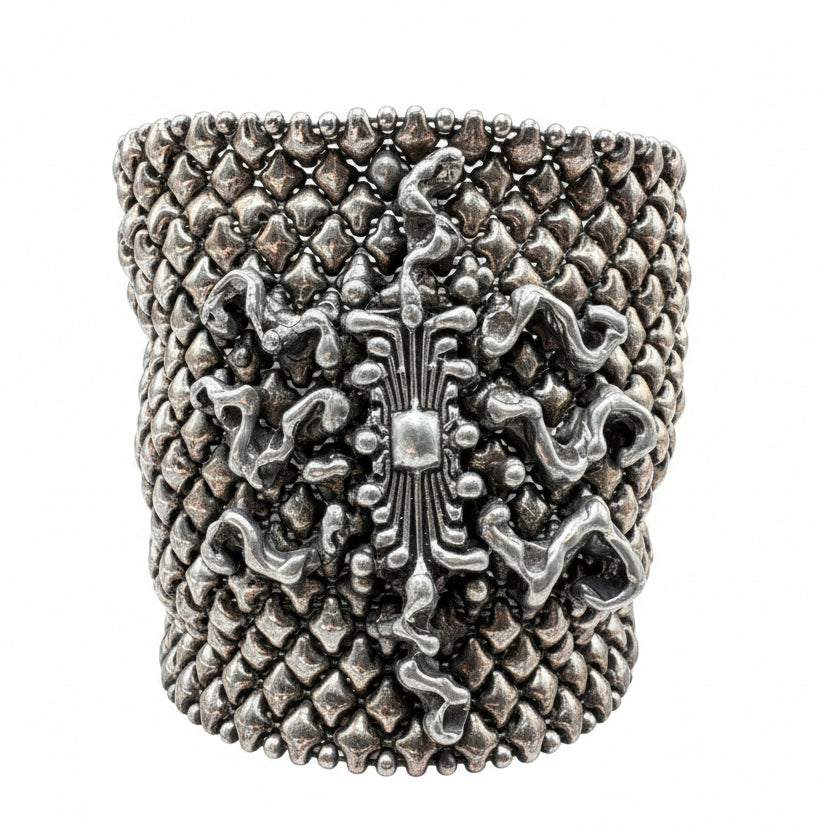 Antiqued Silver “Liquid Metal” Bracelet by Sergio Gutierrez with Microchip
