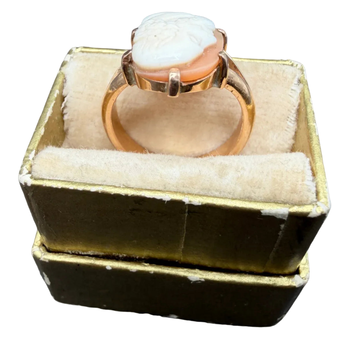 Antique 24K Gold Male Cameo Ring with Left-Facing Portrait