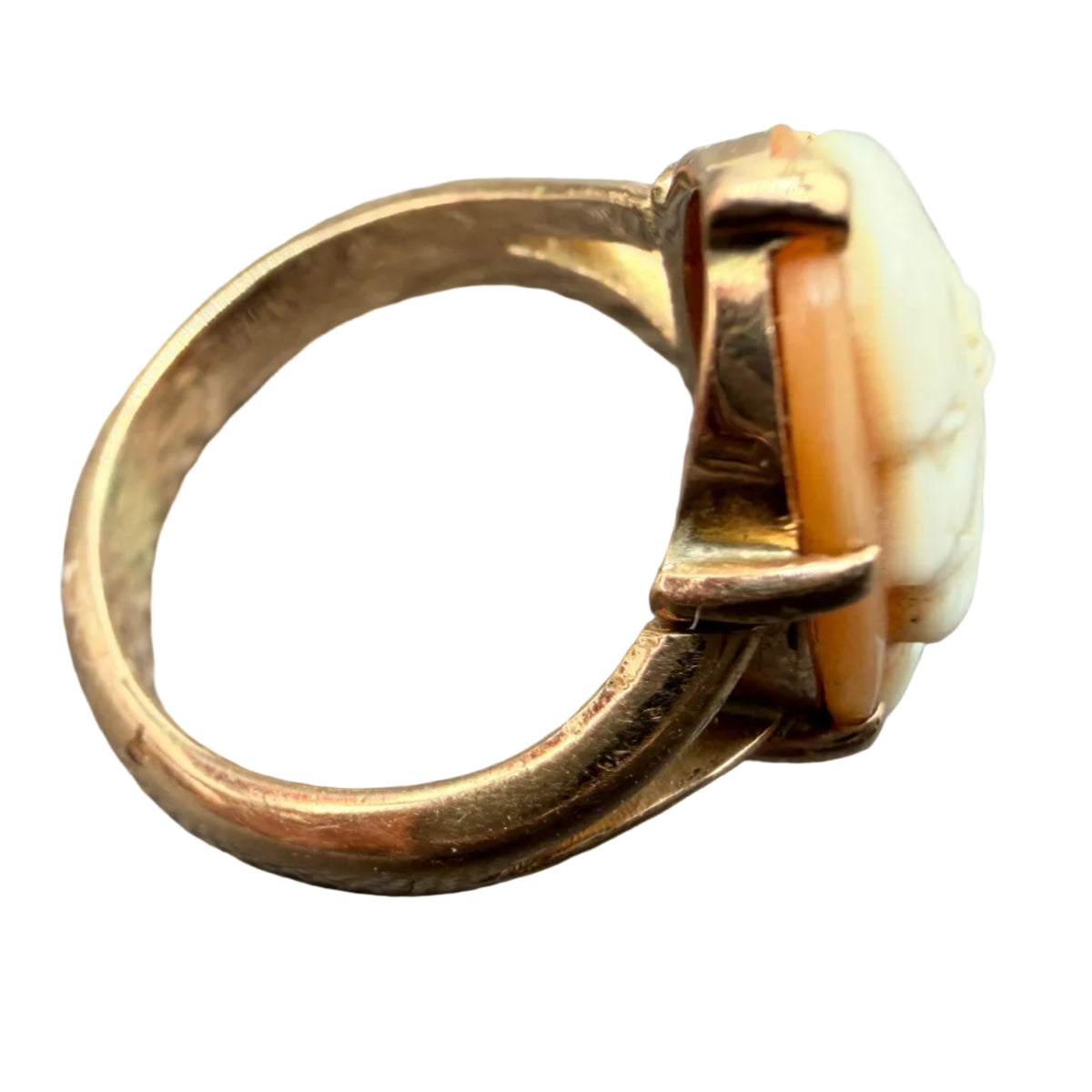 Antique 24K Gold Male Cameo Ring with Left-Facing Portrait
