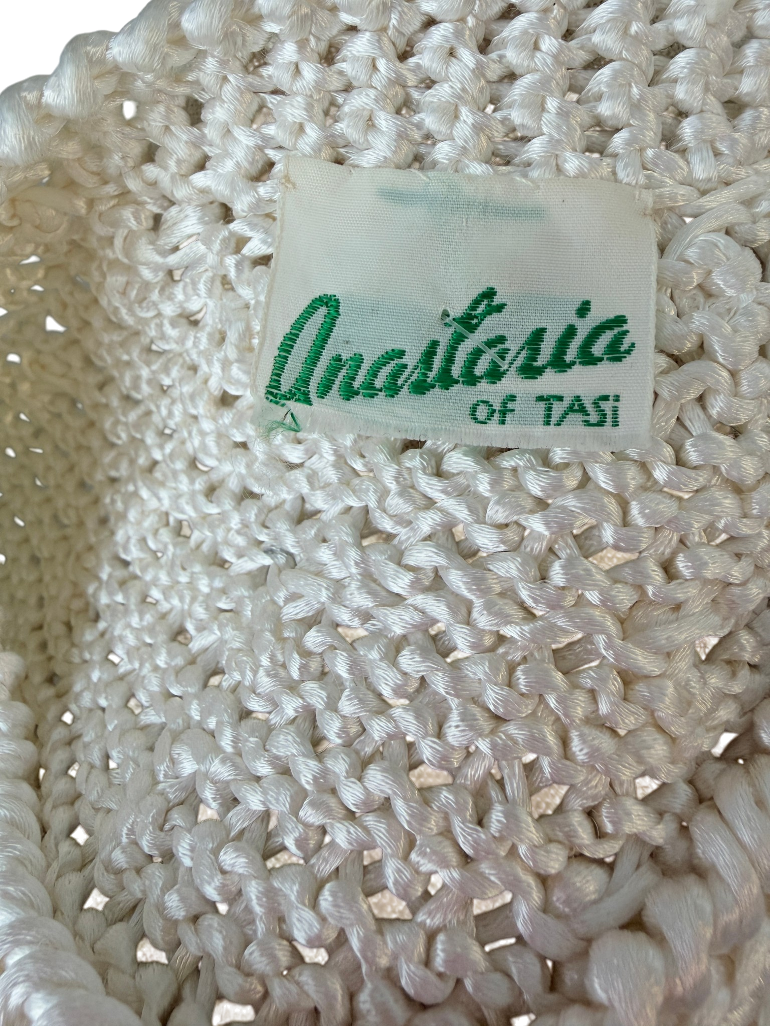 1950s Anastasia of Tasi Ivory Mohair & Ribbon Crocheted Cardigan