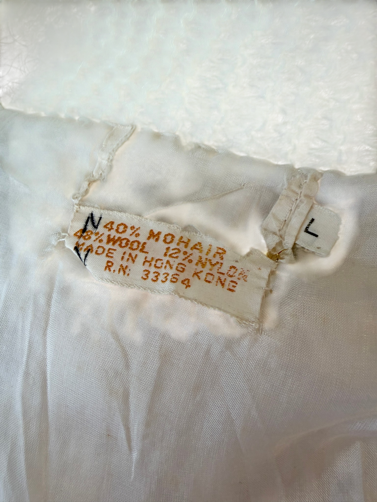 1950s Made in Hong Kong Mohair & Wool Knit Lined Button-Front Cardigan with Collar