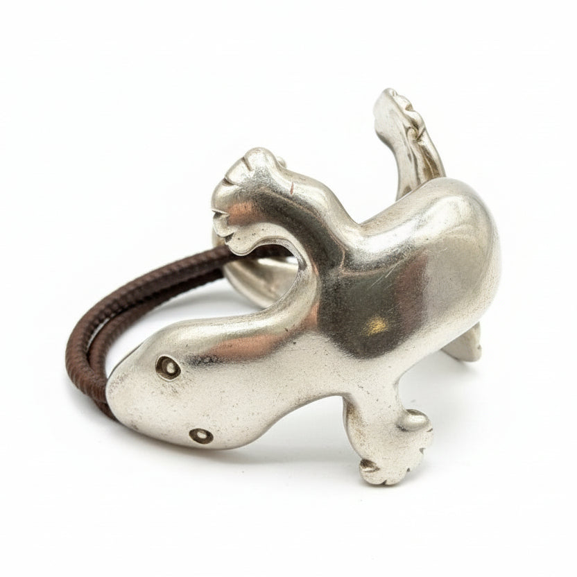 MO63 Uno de 50 Silver-Plated Lizard Bracelet with Brown Leather Strap