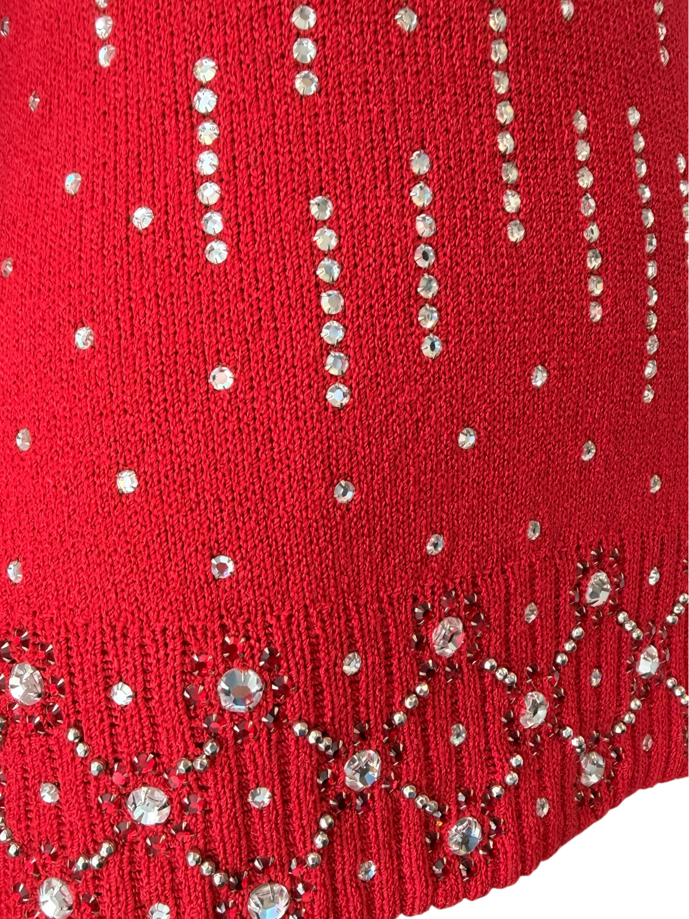 1960s Adolfo Knit Back-Zip Sweater with Rhinestone Studded Detail