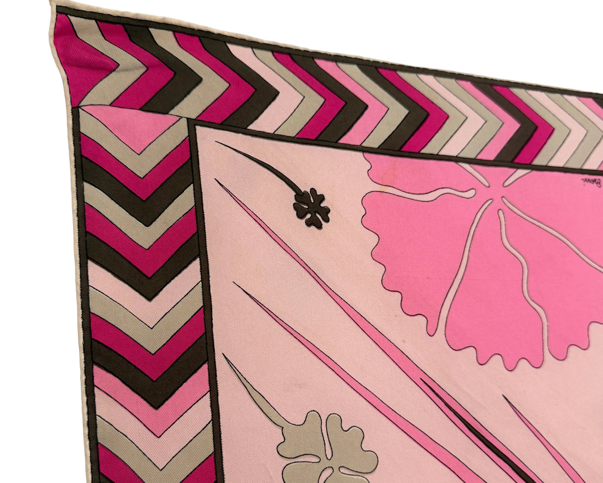 1960s Bessi Pink Mod Floral Silk Scarf