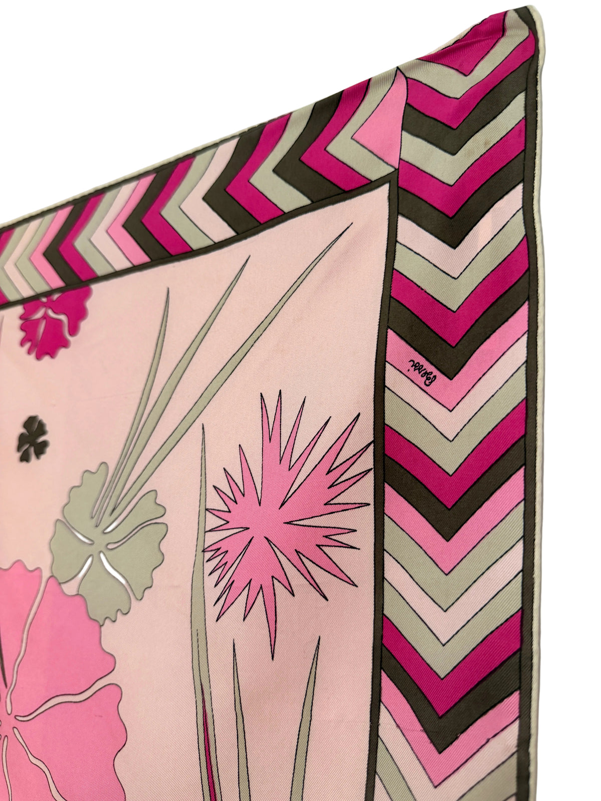 1960s Bessi Pink Mod Floral Silk Scarf