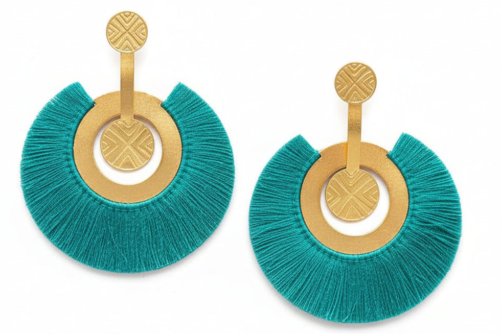 IBU Movement Large Matte Gold-Tone Fringe Drop Earrings