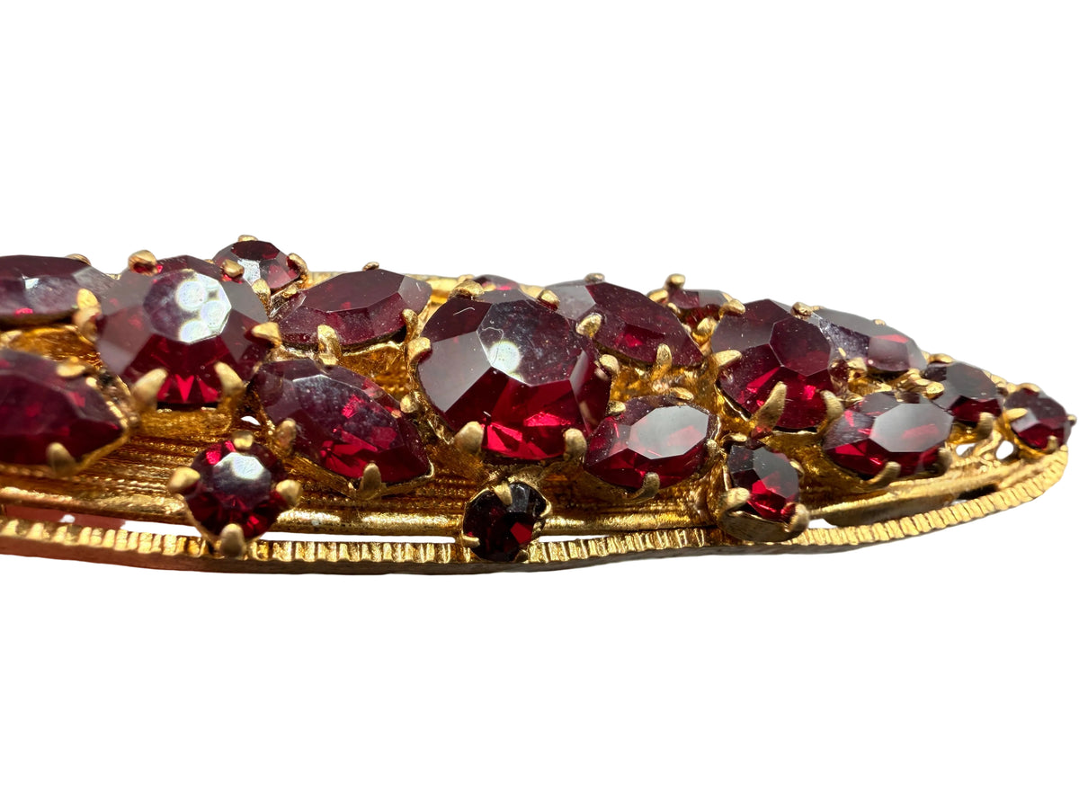 BB55 1940s 14GF bar brooch with cluster red tourmaline