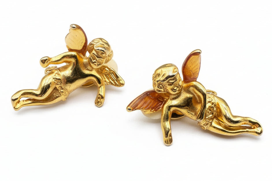 Gold tone Angles in flight earrings