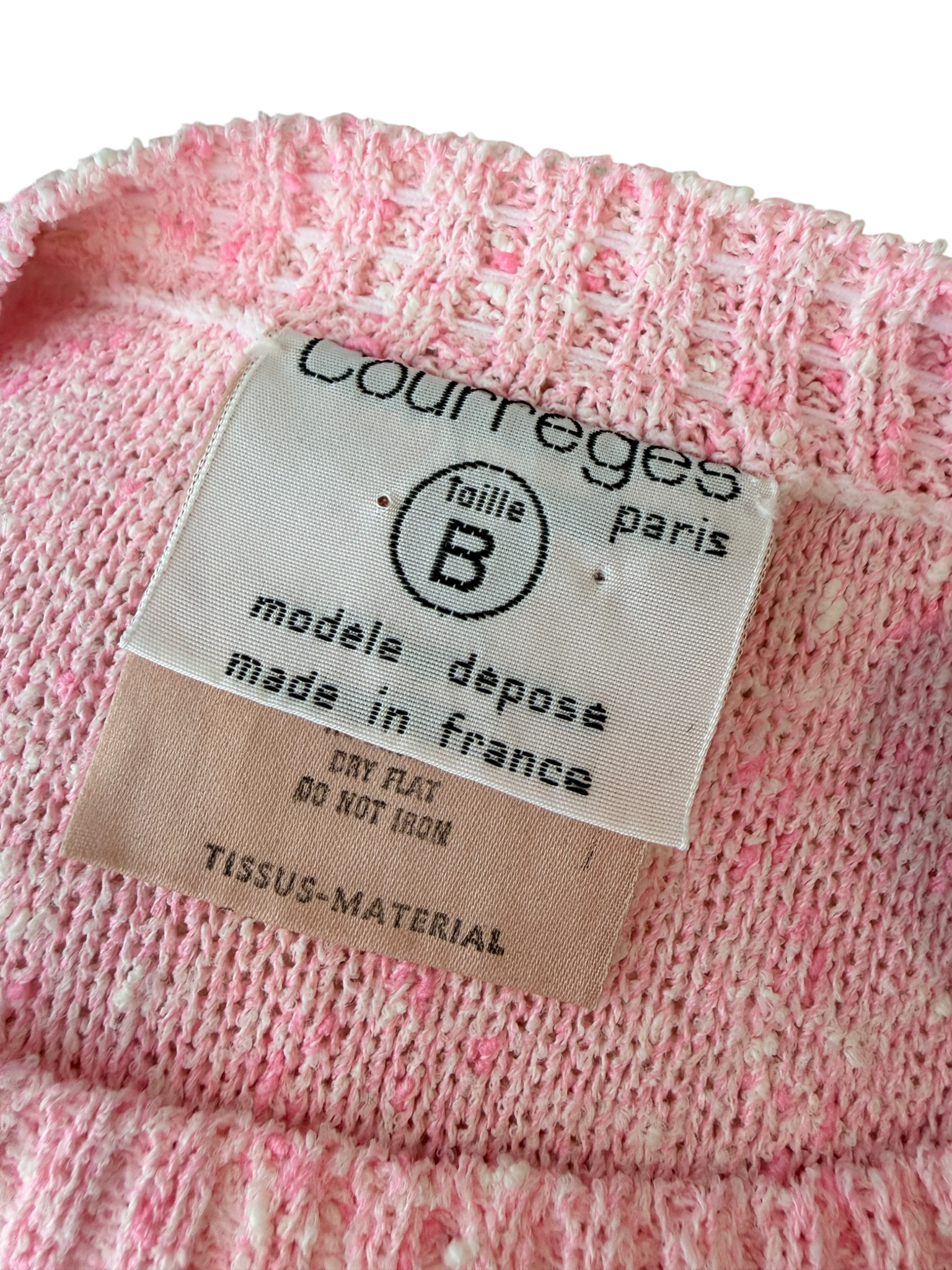 1970s Courrèges Heathered Pink Logo Pullover Sweater