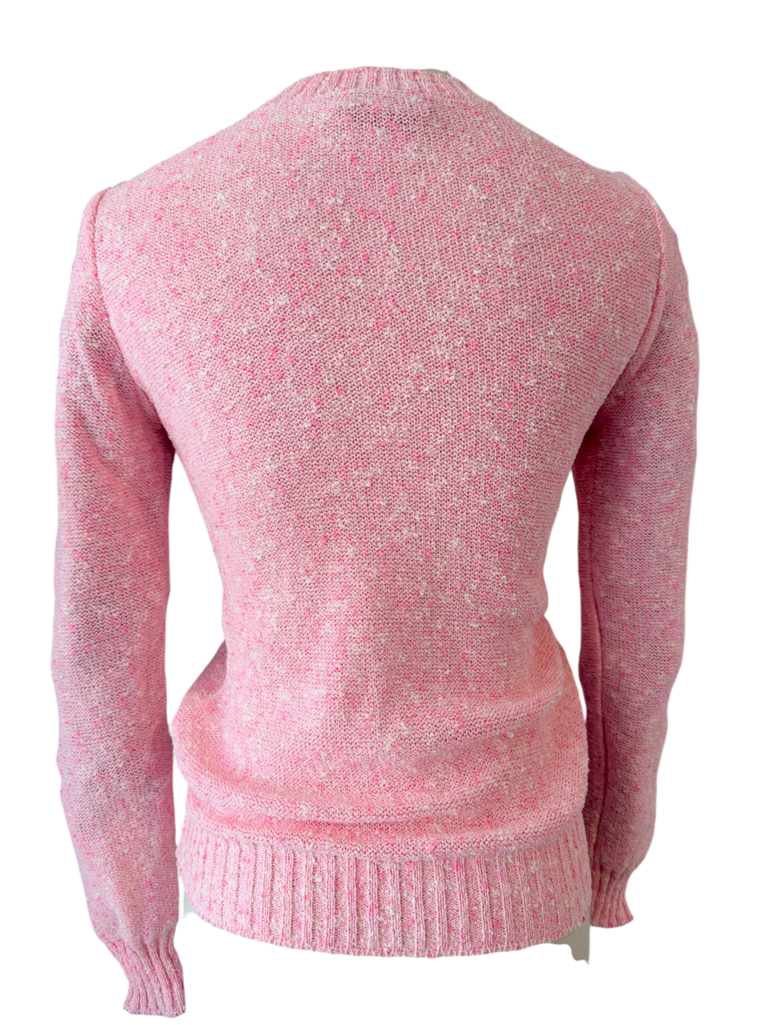 1970s Courrèges Heathered Pink Logo Pullover Sweater