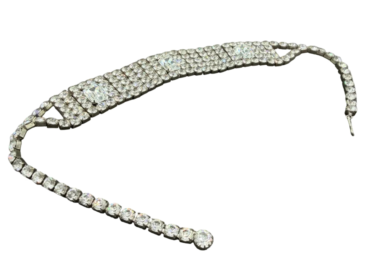 1950s Five-Row Austrian Crystal Choker with Emerald-Cut Stations