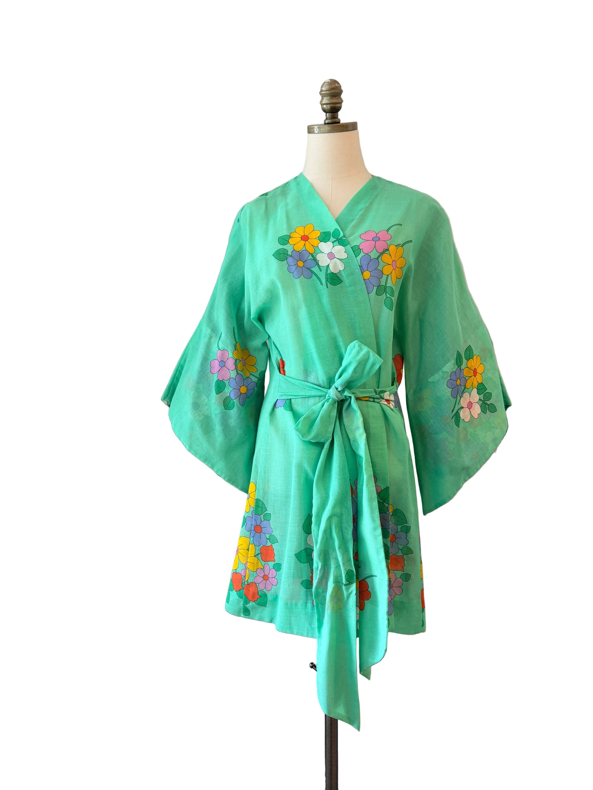 Oriane Capri Cotton Kimono-Style 3/4 Sleeve Belted Cover-Up