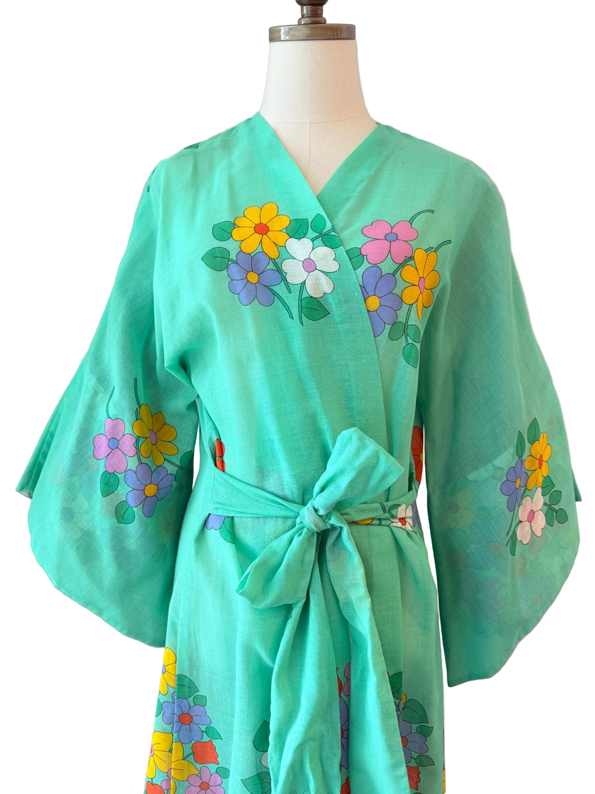 Oriane Capri Cotton Kimono-Style 3/4 Sleeve Belted Cover-Up