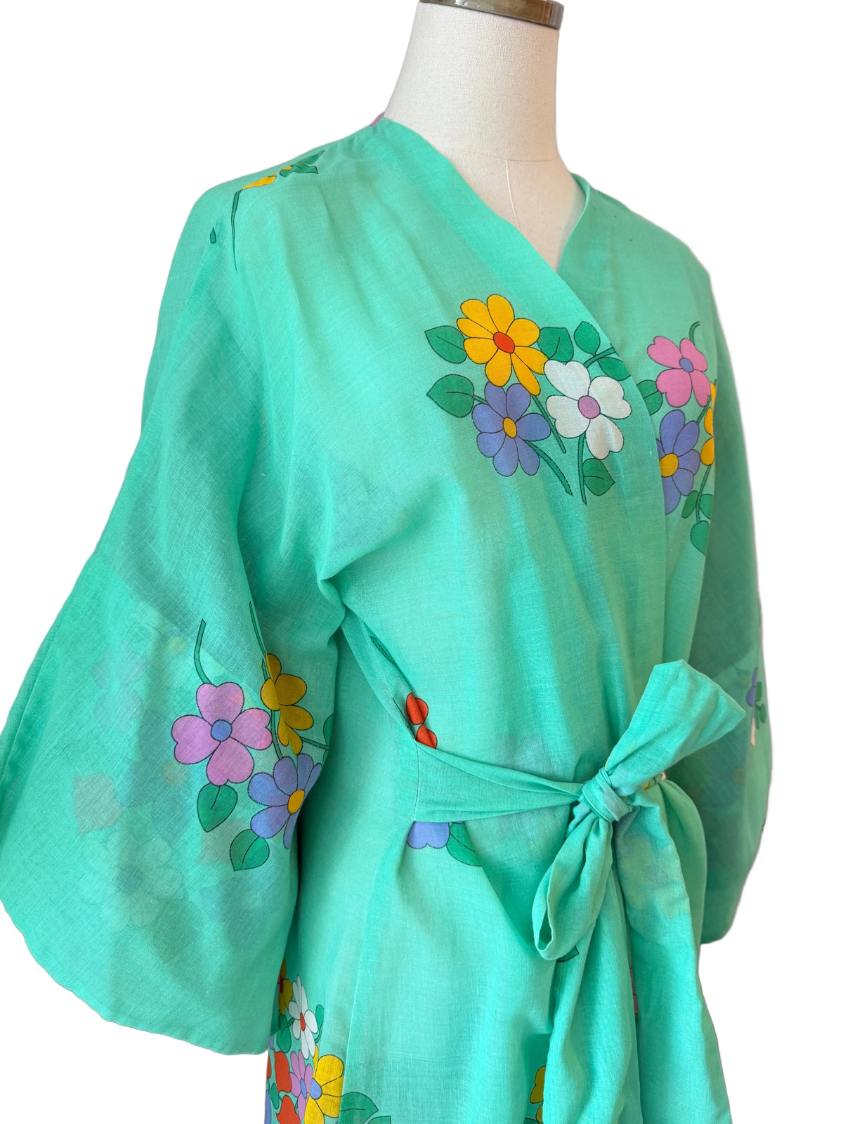 Oriane Capri Cotton Kimono-Style 3/4 Sleeve Belted Cover-Up