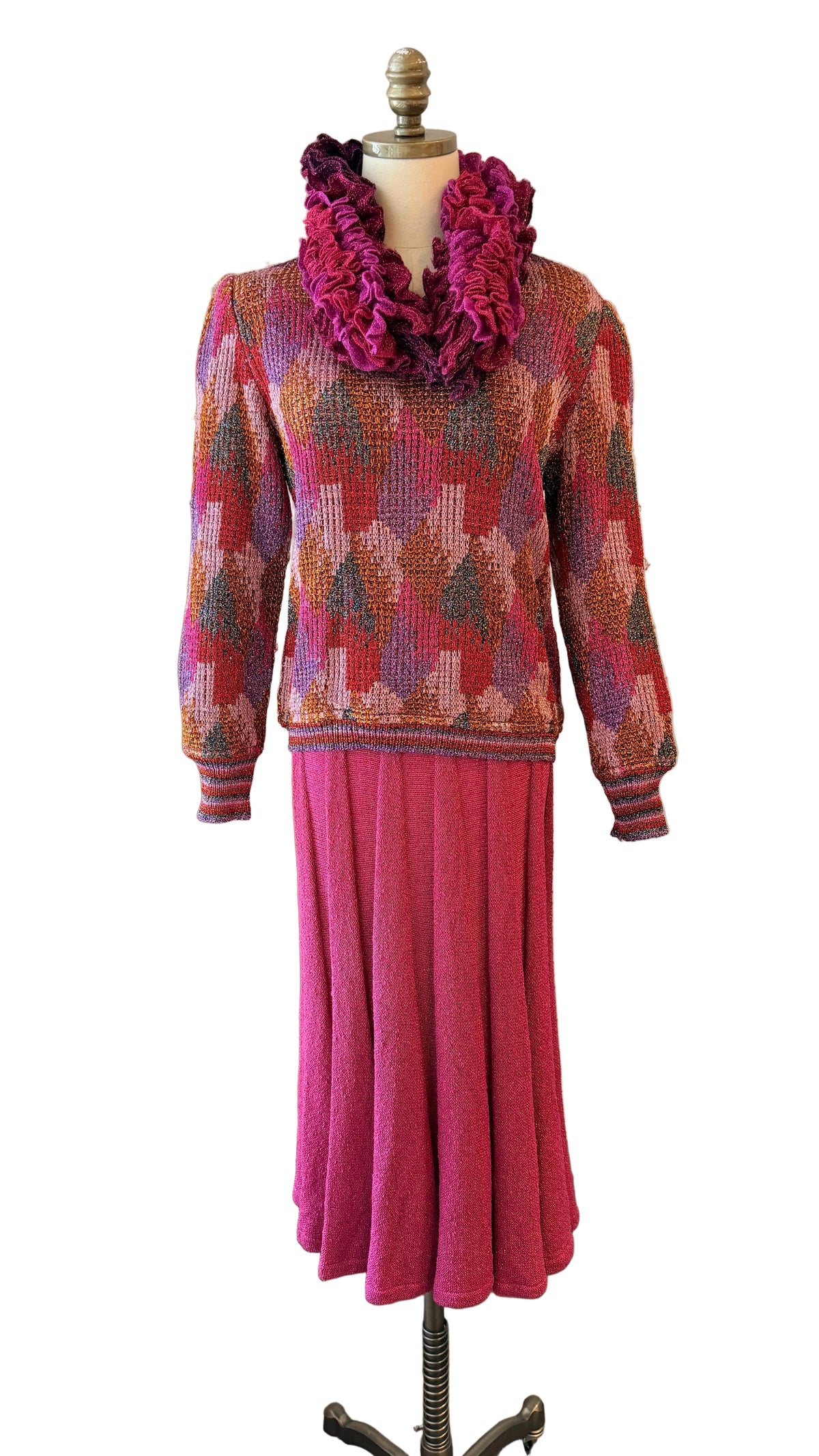 1970s Missoni Four-Piece Knit Skirt, Top, Scarf & Hat Ensemble