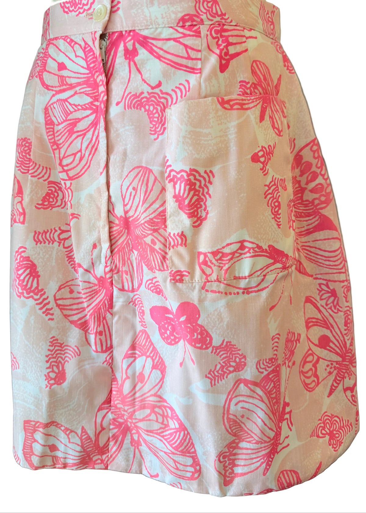 1960s The Lilly Pink Butterfly Print Skort with Front Pocket