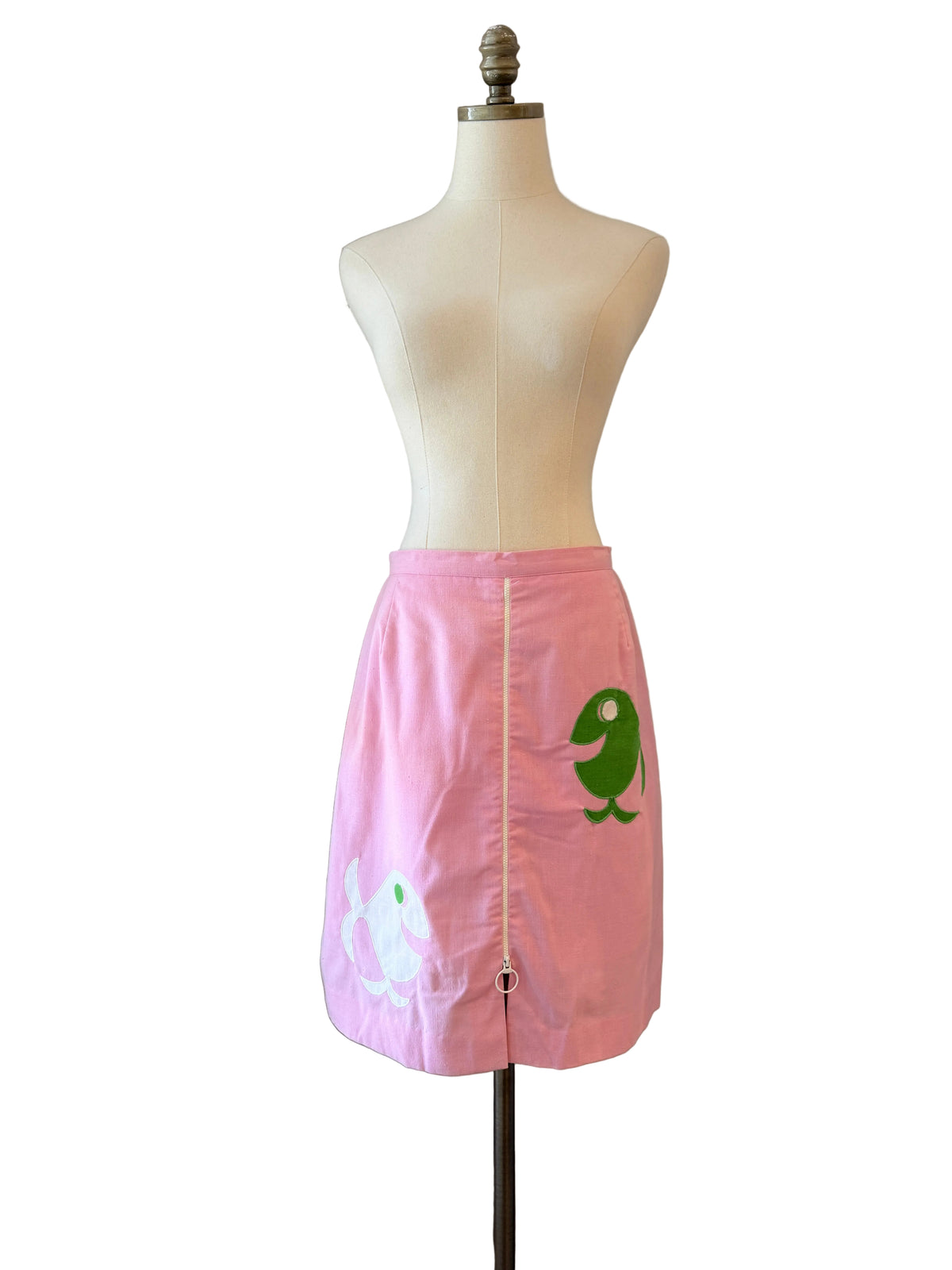 1960s Leon Levin Pink Zip-Front Skort with Fish Appliqués