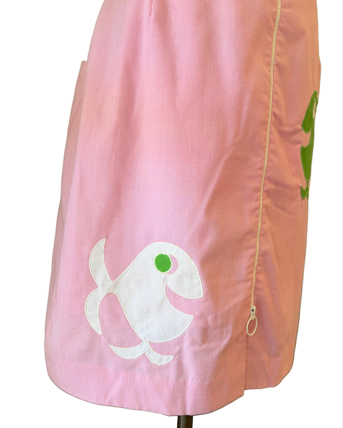 1960s Leon Levin Pink Zip-Front Skort with Fish Appliqués