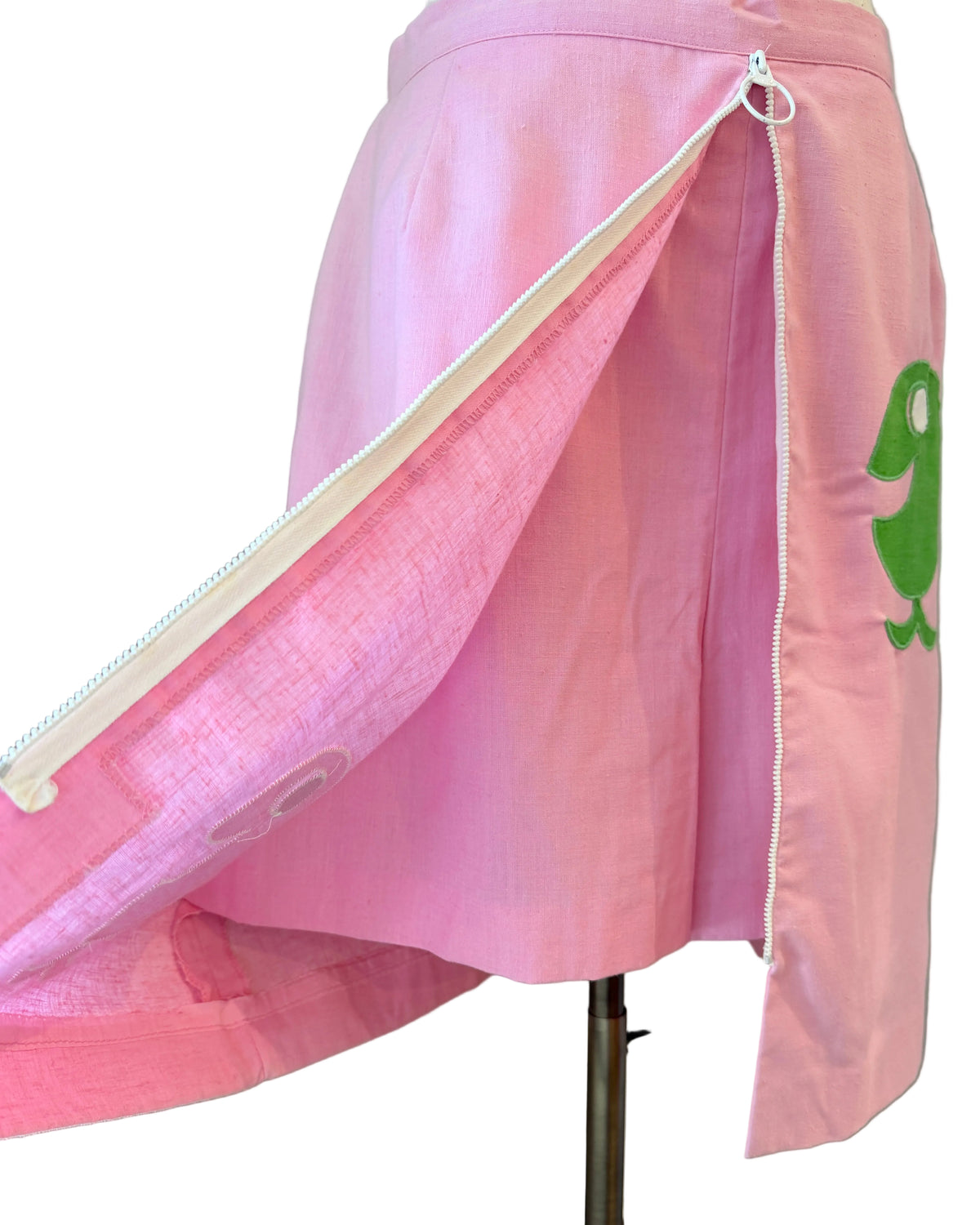 1960s Leon Levin Pink Zip-Front Skort with Fish Appliqués
