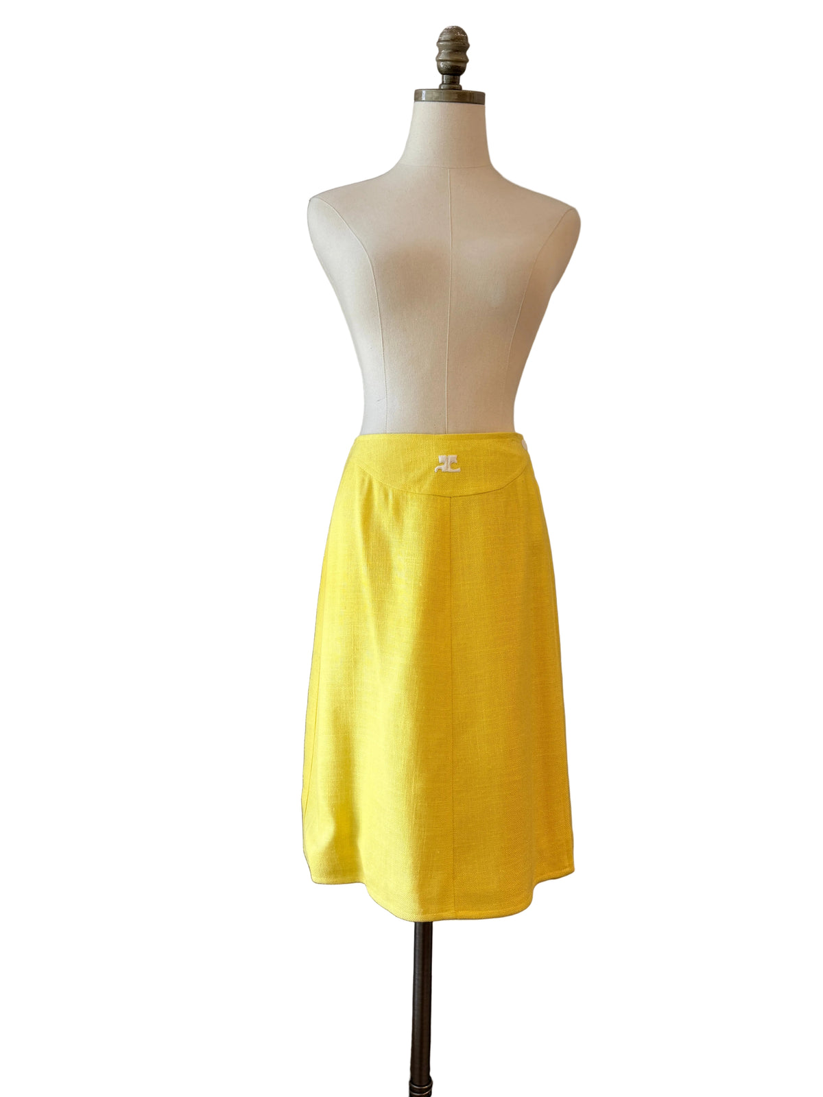 1960s Courrèges Yellow Snap-Front Wrap Skirt