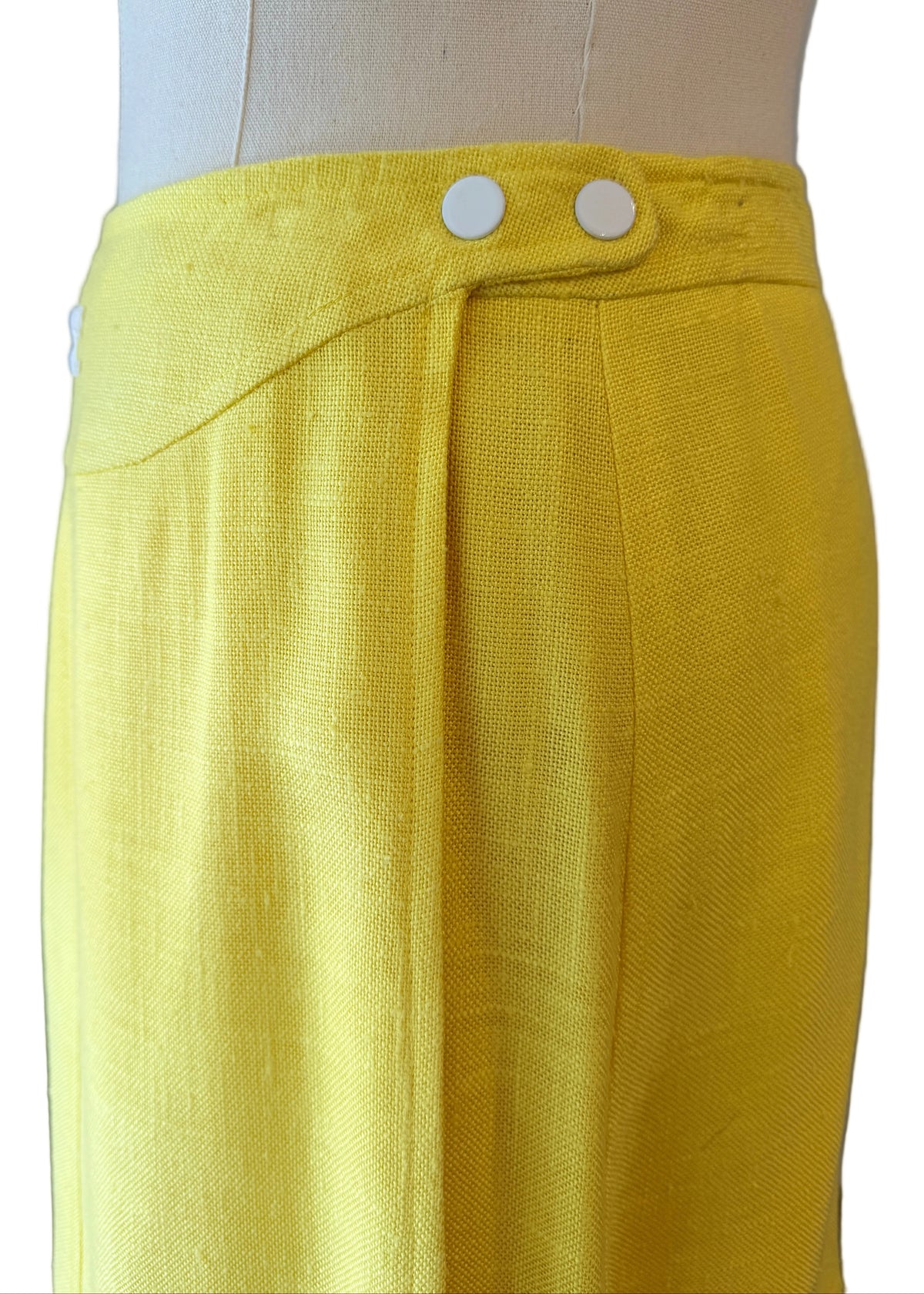 1960s Courrèges Yellow Snap-Front Wrap Skirt