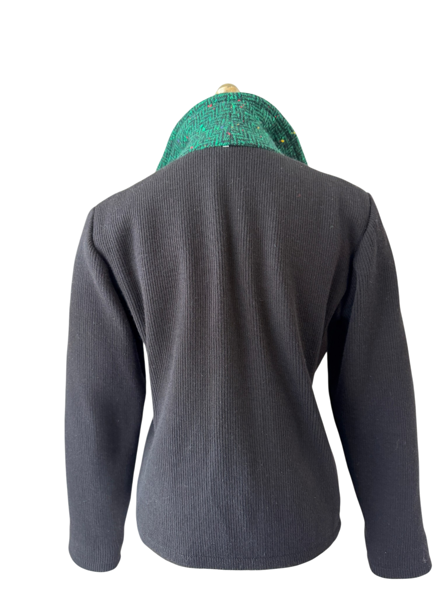 1970s Saint Laurent Green Tweed Blazer with Black Knit Back