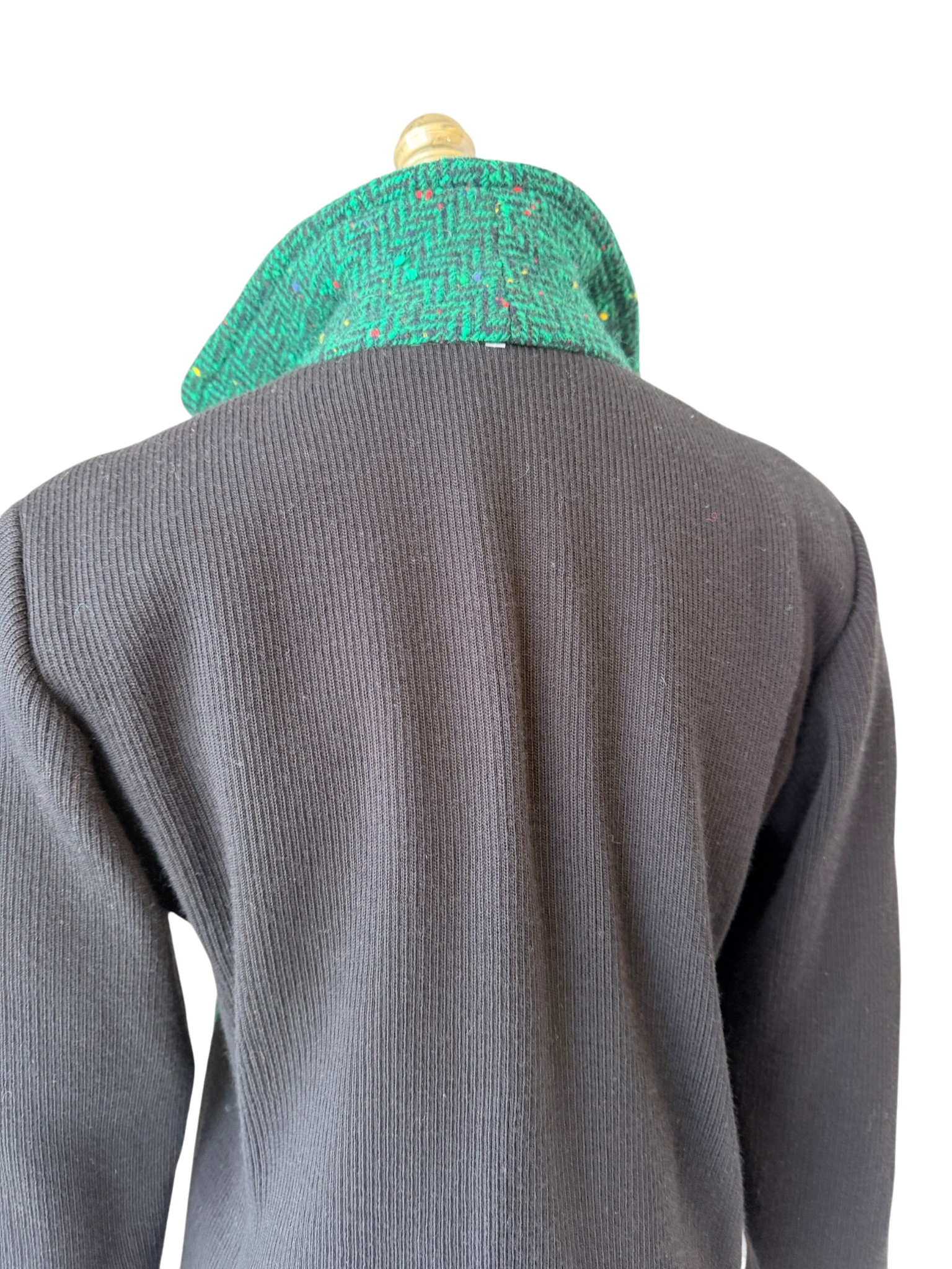 1970s Saint Laurent Green Tweed Blazer with Black Knit Back