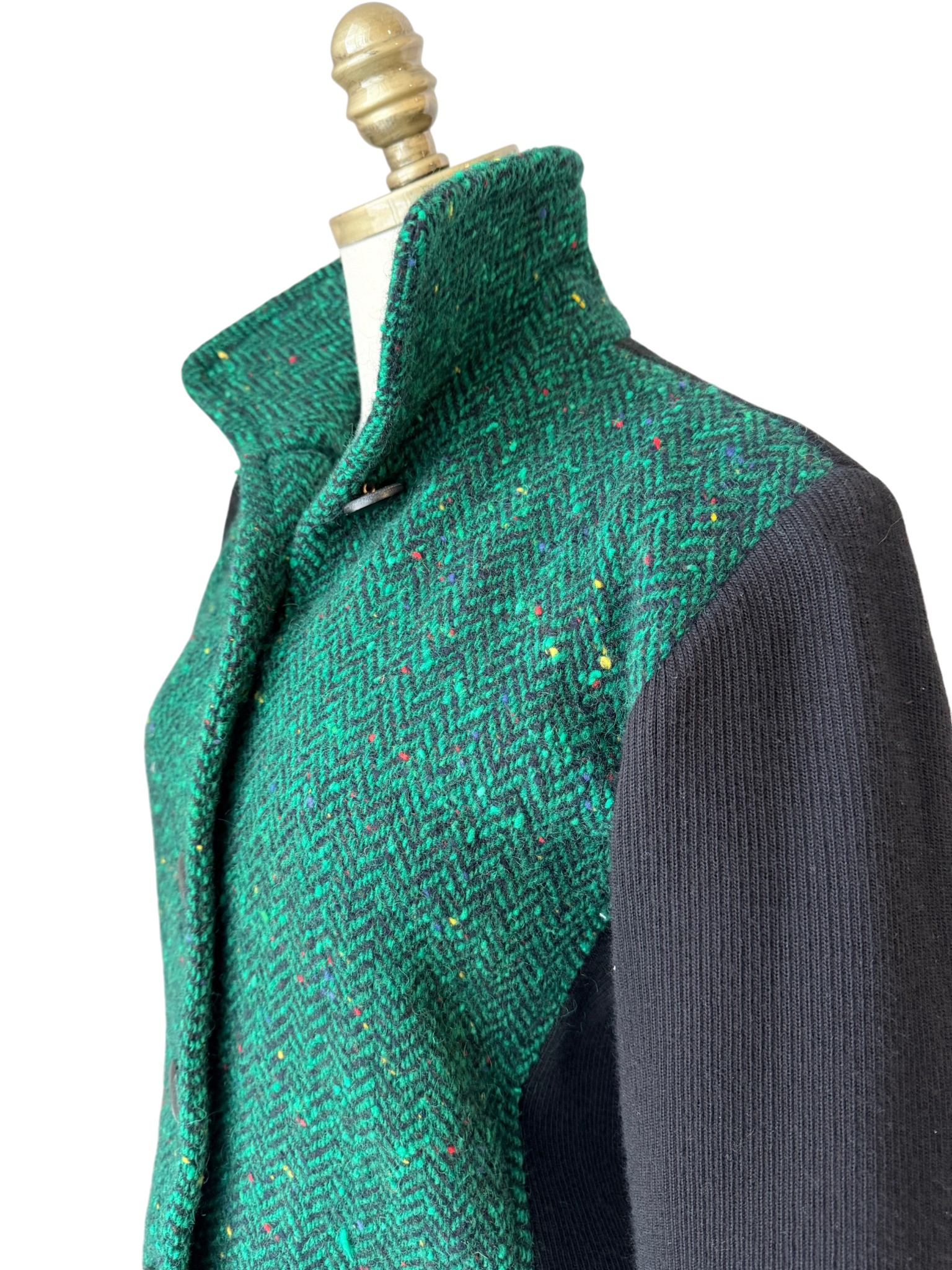 1970s Saint Laurent Green Tweed Blazer with Black Knit Back