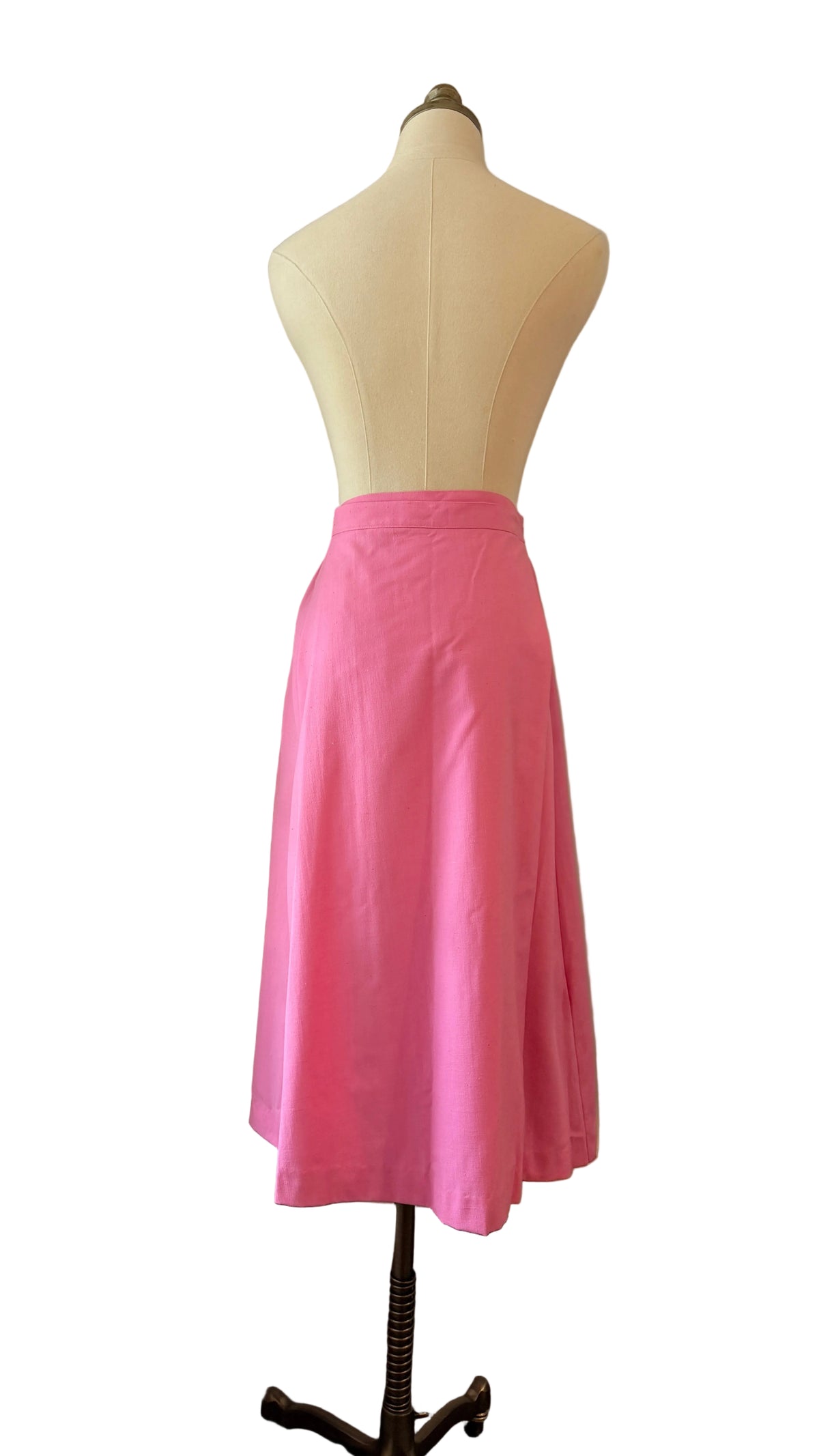 1970s Point of View Pink Wrap Skirt with Pea Appliqués