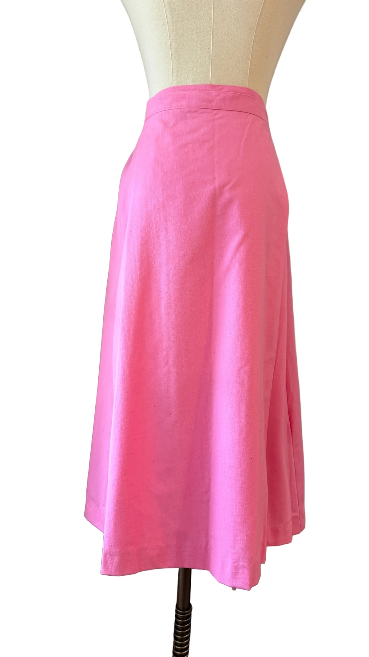 1970s Point of View Pink Wrap Skirt with Pea Appliqués