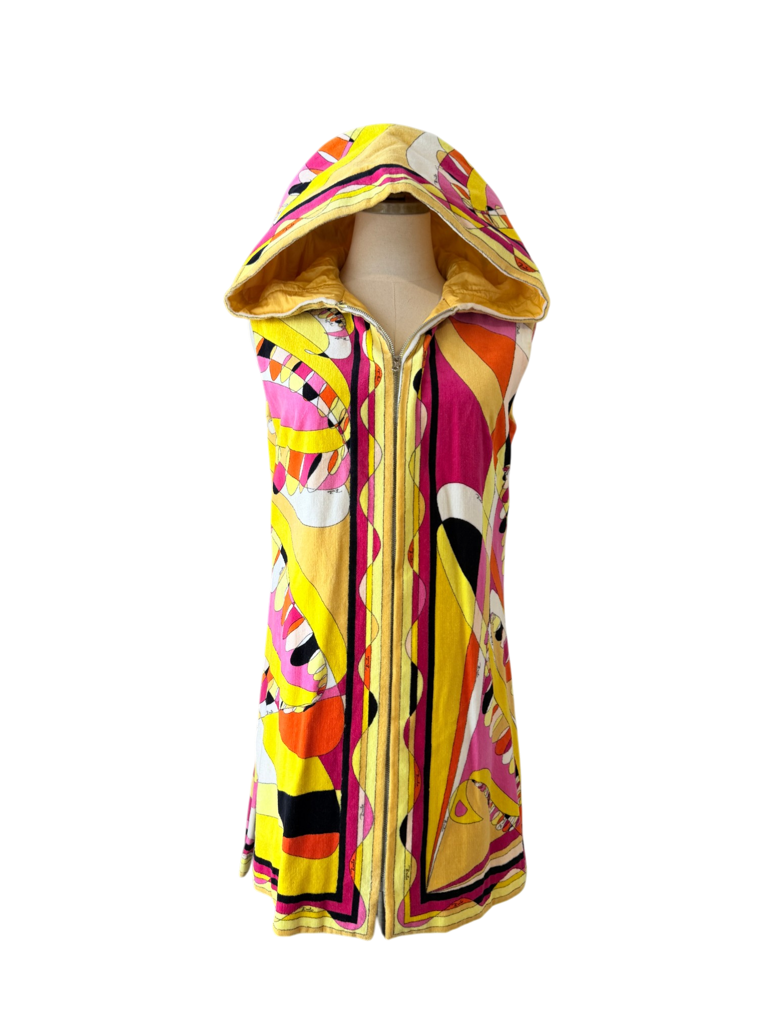 1960s Emilio Pucci Terrycloth Hooded Zip-Up Cover-Up Dress