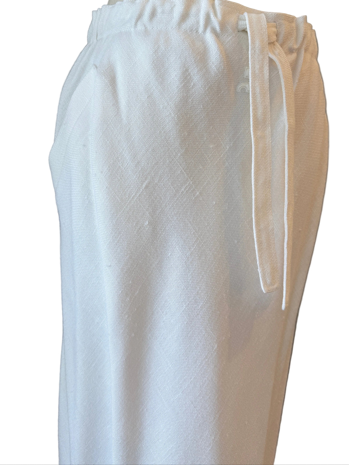 1970s Courrèges Ivory Linen A-Line Skirt with Elastic Waist
